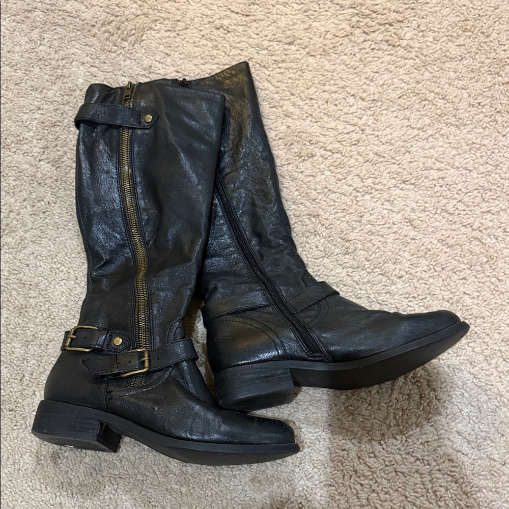 Steve Madden Black Leather Heeled Boots